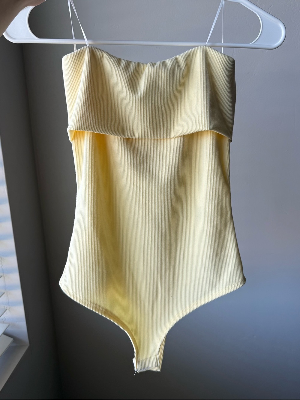 Live in the Moment Butter Yellow Ribbed Tube Top Bodysuit - Women’s Size Small
